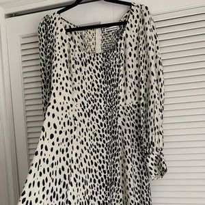 Reformation Alexis black and white polka dot dress